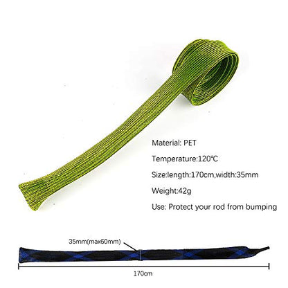 12Pcs Rod Sock Fishing Rod Sleeve, Cover Braided Mesh Rod Protector Pole Gloves Fishing Tools. Flat or Pointed End/Spinning or Casting. for Casting Sea Fishing Rod/Spinning
