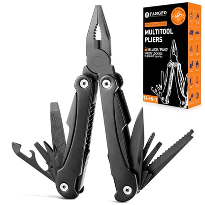14 IN 1 Multitool Pliers with Pocket Clip, Portable Pocket Knife Camping Tool - Needle Nose Pliers, Replaceable Wire Cutters, Screwdrivers & Saw, Ideal Multitool Gifts for Men, Dad, Husband