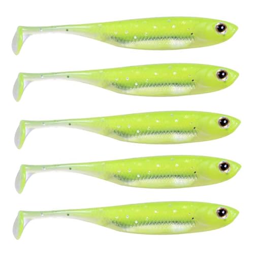 QualyQualy Soft Plastic Swimbait Paddle Tail Shad Lure Soft Bass Shad Bait Minnow Paddle Tail Swim Bait for Bass Trout Walleye Crappie - 2.75in, 3.14in, 3.94in, 5in - color: 7#, size: 3.14in - 6Pcs