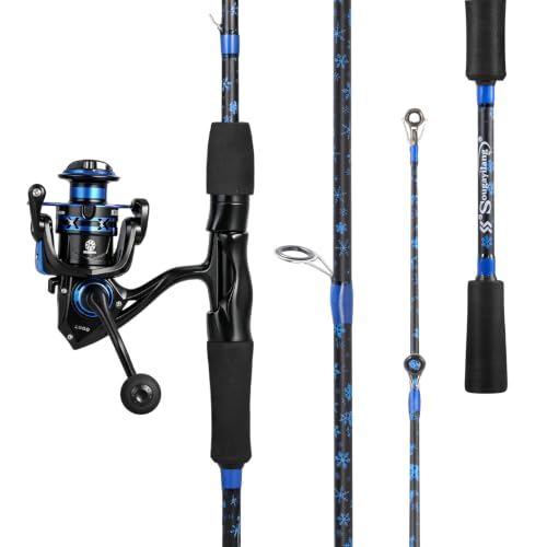 Sougayilang Fishing Rod Reel Combos,Two Pieces Fiberglass Durable and Strong Spinning Pole with Smooth Reel Available for Freshwater Catching Bass, Trout, Catfish - style: With Sl10 Reel