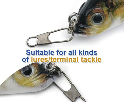150pcs 3 Sizes Fishing Interlock Snaps Stainless Steel Safety Snap Fishing Clip Saltwater Freshwater Quick Change Fast Clip Connector Angler Gift