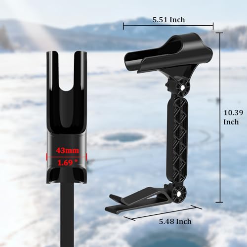 Huntury Adjustable Bucket Rod Holder for Ice Fishing, Clip On Mount, Foldable, Adjustable Angle, Ice Fishing Accessories - style: Dual - Adjustment