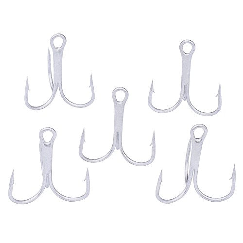 AMHDV 100pcs Treble Hooks Barbed Sharp Treble Hook for Freshwater and Saltwater - color: Silver, size: 2# 100pcs
