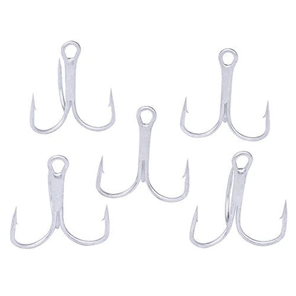 AMHDV 100pcs Treble Hooks Barbed Sharp Treble Hook for Freshwater and Saltwater - color: Silver, size: 2# 100pcs
