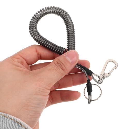 Luxshiny Retractable Coiled Lanyard Multifunctional Outdoor Use 3pcs with Keychain Sturdy TPU Coated Steel Wire with Metal Buckle for Fishing Gear and Hand Tools for Cycling and Climbing