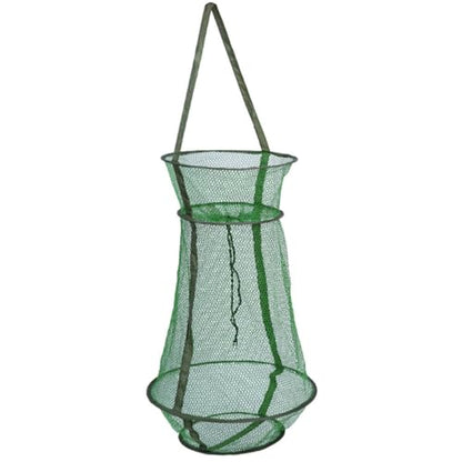 Vaguelly Foldable Nylon Fishing Basket Mesh Cage 40cm Diameter Collapsible Fish Keeper Net for Live Fish Protection and Outdoor Fishing Equipment