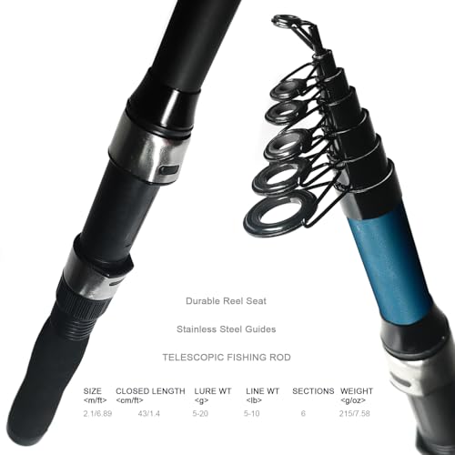 2 Pack 2.1m/6.89ft Telescopic Spinning Fishing Rod Reel Combos with Carrier Bag, Lures, Pliers for Saltwater Freshwater Fishing