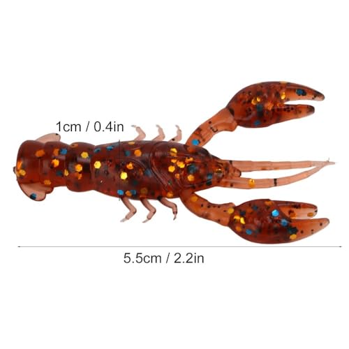 20PCS Soft PVC Fishing Lures 2.2 Inch – Lifelike Crawfish Bait with Artificial Lobster Claw Design, Jig Head Compatible for Bass & Trout Fishing - color: Brown
