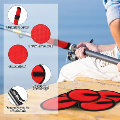 BOXOB 6pcs Fishing Hook Covers, 5.91 Inch Fishing Lure Covers with 4 Sets Bait Holders Hook Keeper Fish Pole Sleeve Rod Glove Protectors Wraps Essential Gear for Fishermen Gift