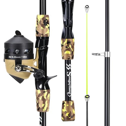 Sougayilang Kids Fishing Rod and Reel Combo,Light Weight Fishing Pole with Spincast Fishing Reel Tackle Bag Lures for Youth,Girls and Boys Good Starter Fishing Kit - color: Light Yellow