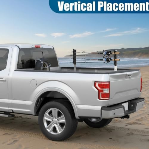 Seenelling 2 Pcs Fishing Rod Holders for Truck Bed 4-rod Capacity Secure Clamp-on Design Fishing Pole Rack for Car Truck Bed