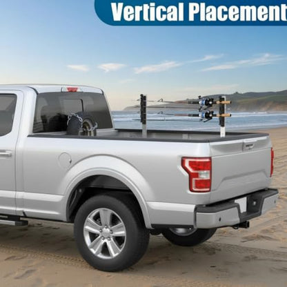 Seenelling 2 Pcs Fishing Rod Holders for Truck Bed 4-rod Capacity Secure Clamp-on Design Fishing Pole Rack for Car Truck Bed