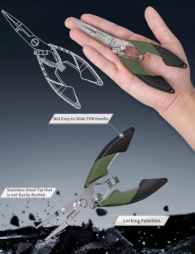 2PC Fishing Tool Kit - 7" Fillet Knife,Fishing Pliers,Multitool Hook Remover Fishing Pliers,Fishing Gear for Saltwater - color: 6.5"Fishing Pliers Green