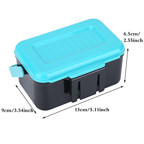 VGEBY1 Fishing Lure Box, Bright Blue Portable Plastic Fishing Bait Holder Box with Clip for Worm Earthworm Lure Storage