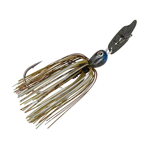 Strike King Thunder Cricket Fishing Lure, Vibrating Swim Jig, Silver Blade, 4/0 Jungle-Style Flipping Hook - color: Blue Craw, size: 3/8 oz