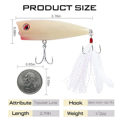 LITTMA Bass Fishing Topwater Popper Lures - Effective Top Water Lures for Bass Anglers - Durable Design for Catching Trophy Bass with High-Performance Popping Action - color: Tennessee Shad,Sunfish,Bass