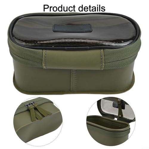 EVA Fishing Tackle Box, Thickened Waterproof Storage Case with Transparent Lid, Portable Hard Shell Organizer for Hooks Lures Baits, Dark Green, 6.3x3.7x2.4 Inch