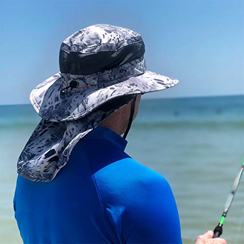 KastKing Sol Armis UPF 50 Boonie Hat - Sun Protection Hat, Fishing Hat, Beach & Hiking Hat, Paddling - color: S: Silver Mist, size: With Neck Shield