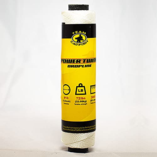 TEAM CATFISH Power Twine with 100% Nylon & 300 ft Heavy-Duty Line - White | 300 ft #10 nylon twine, 72 lb strength, low stretch, weather resistant, ideal for trot lines, set lines, and outdoor use - style: #10 x 300ft White