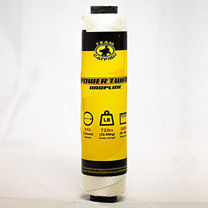 TEAM CATFISH Power Twine with 100% Nylon & 300 ft Heavy-Duty Line - White | 300 ft #10 nylon twine, 72 lb strength, low stretch, weather resistant, ideal for trot lines, set lines, and outdoor use - style: #10 x 300ft White