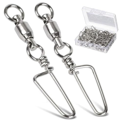 AMYSPORTS High Strength Fishing Snap Swivels - Stainless Steel Ball Bearing Swivels - Saltwater & Freshwater Fishing - size: Size 3+3 (78lb) 50 pcs