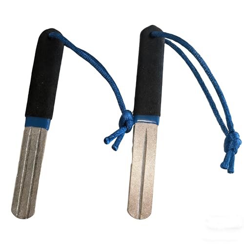 2 Pcs Fish Hook Sharpener, Double Sided Diamond File with Handle, Portable Fishing Sharpener with Fine & Medium Grit for Hook Maintenance