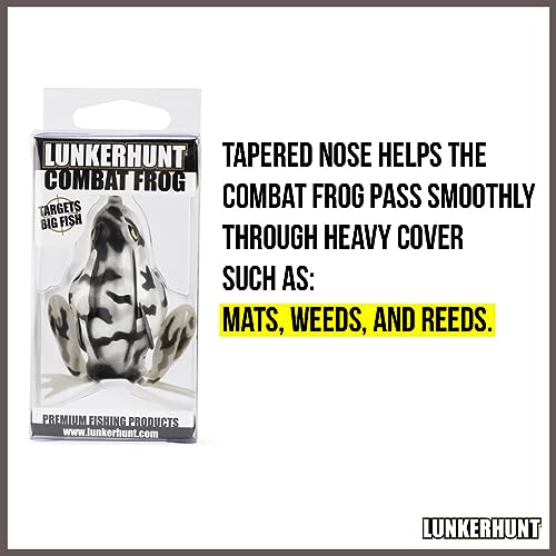 Lunkerhunt - Topwater Fishing Lures for Bass Trout Fishing | Combat Frog Lure for Big Fish | Award Winning Hollow Body Frog Fishing Bait with Weedless Hooks - color: Delta