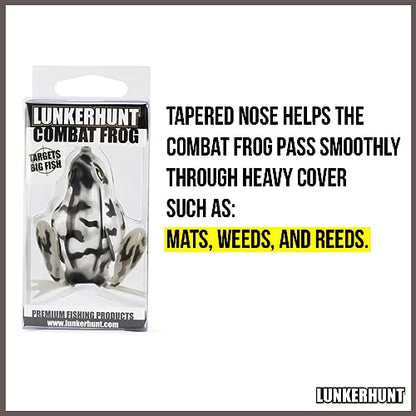 Lunkerhunt - Topwater Fishing Lures for Bass Trout Fishing | Combat Frog Lure for Big Fish | Award Winning Hollow Body Frog Fishing Bait with Weedless Hooks - color: Delta