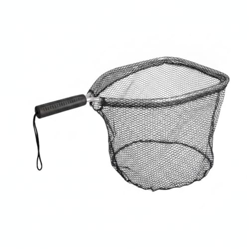 Rubber Mesh Landing Net Head Replacement, Aluminum Alloy Frame for Freshwater Fishing, Smooth Hook Release - size: 15.75 x 11.02 x 11.81"
