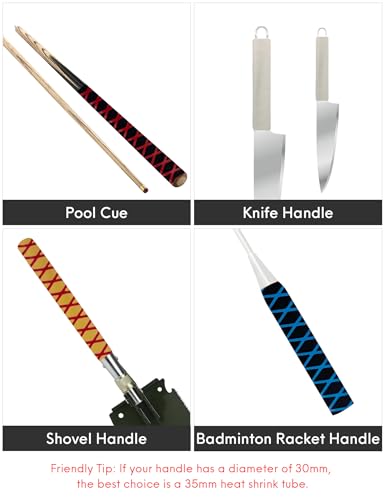 Accering X-Pattern Non Slip Fishing Rod Shrink Wrap (φ20mm, Black & Red) | L3.3ft, Shrink Ratio: 1.8:1. Non slip, Durable. Fishing rod shrink wrap for wooden handle & pool cue. - color: Black & Red, size: φ20mm, L3.3ft