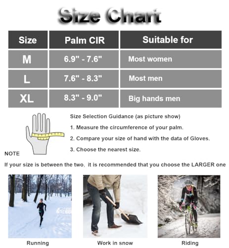 SUJAYU Winter Gloves Men Women, Cold Weather Touch Screen Gloves for Running Cycling Driving Men Women, Warm Gloves Waterproof in Winter Autumn Spring - color: Black, size: Large