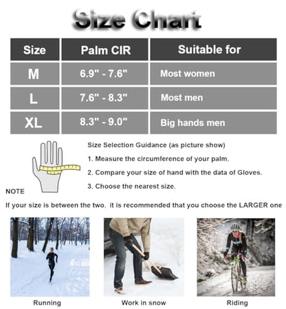SUJAYU Winter Gloves Men Women, Cold Weather Touch Screen Gloves for Running Cycling Driving Men Women, Warm Gloves Waterproof in Winter Autumn Spring - color: Black, size: Large