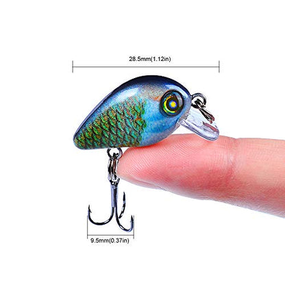 Mini Crankbait Fishing Lures Kits Swimbait Wobbler Hard Baits for Bass Trout Pike Freshwater and Saltwater 10pc-20pc/pack - color: 10pcs-2.85cm/0.069oz+BOX