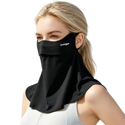 UPF 50+ Sun Protection Face Mask with Neck Coverage, UV Face Mask for Outdoor Activities, Unisex Breathable Sun Mask - style: Black