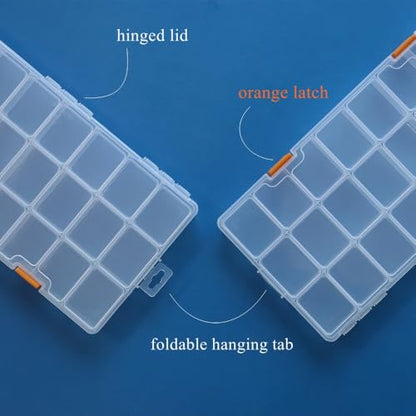 3 Pack 24 Grids Clear Plastic Storage Box with Dividers, Transparent Organizer Container Case for Small Parts, Bead, Button, Jewelry, Diamond, Craft Supplies,Sewing Kit, DIY Accessories - size: 24 Grids