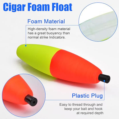 SILANON Peg Floats Fishing Bobbers,Foam Cigar Fishing Floats Bobbers Catfish Floats Slip Fishing Cork Bobbers with Pipe Plug for Catfish Santee Rig Freshwater Saltwater Fishing - size: 2.5 inch, style: Red-Yellow-30pcs