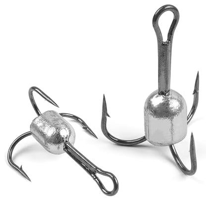 Snagging Hooks Snagging Weighted Treble Hooks Large Treble Fishing Hook Bunker Snag Hook with Weight for Saltwater Freshwater Bass Trout Salmon 5/0 6/0 8/0 10/0 - size: 5/0-1oz-5pcs