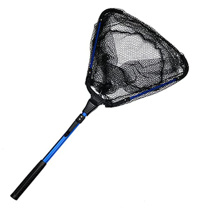 YHC Freshwater Saltwater Fishing Floating Fishing Net Extra Strong Foldable Fishing Net Rubber Coated Fish Landing Net - color: 30Inch Blue Net