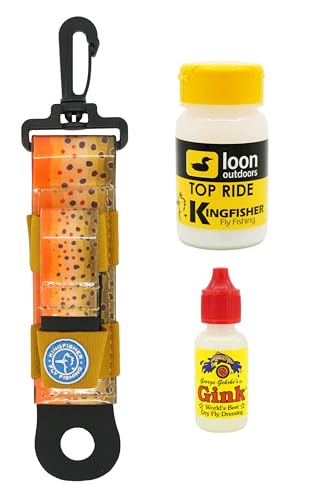 Gehrke’s Gink and Loon Outdoors Top Ride Dry Fly Floatant with Kingfisher Combo Holder - color: Brown Trout
