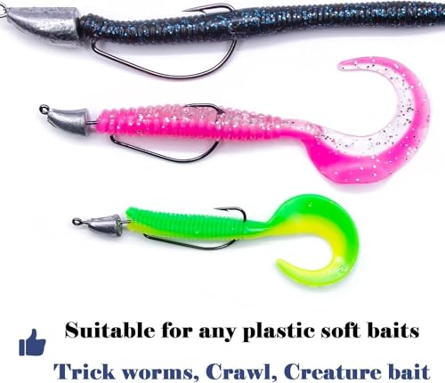 FishTrip Bullet Jig Head Weighted Hooks,10pcs Texas Rigs EWG Hooks for Bass Fishing Saltwater 1/16 1/8 1/4 1/2 oz - size: 1/4 oz (10-Pack)
