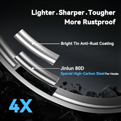 Treble Fishing Hooks, 4X Strong High Carbon Alloy Steel Triple Hooks, Sharp Barbed Fish Scale Pattern Fish Hooks,Freshwater Saltwater Sizes #8-3/0 - size: 8