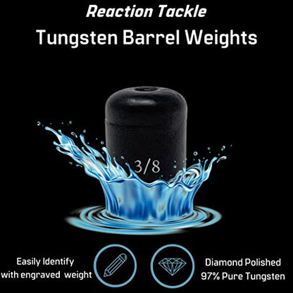 Reaction Tackle Tungsten Barrel Weights for Bass Fishing - Egg Shaped Carolina Rig Sinkers - Size Stamped Freshwater and Saltwater - color: Black, size: 1/2 Oz (4-Pack)