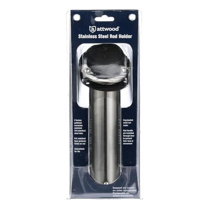 Attwood 66362-7 Stainless Steel Flush Mount Rod Holder, 2-Inch Diameter, 7 ½ Inches Long, 30-Degree Top Flange, Open Base End