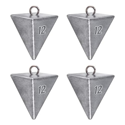 Alwonder Pyramid Sinkers Lead Fishing Weights for Surf Pompano Catfishing | Pyramid Weights 1oz-2LB Saltwater Freshwater Fishing Sinkers No-Roll Triangle Inshore Ocean Beach Casting Bottom Pier Fishing - size: 12oz-4 Pack