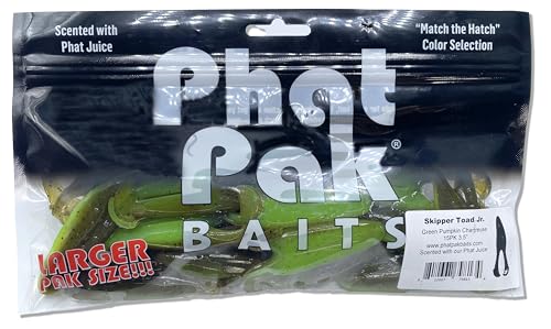 Phat Pak Baits - Skipper Toad Jr Zoom Horny Toad Style Soft Plastic Frog 3.5" 15ct Top Water Bass Fishing Lure - color: Straight White