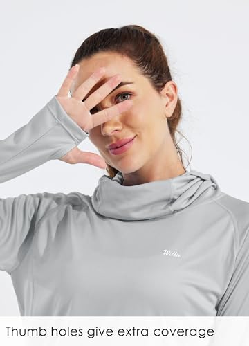 Willit Women's UPF 50+ Sun Protection Hoodie - Breathable Mesh Face Cover & Cooling Fishing Shirt with Pockets - color: Gray, size: XX-Large