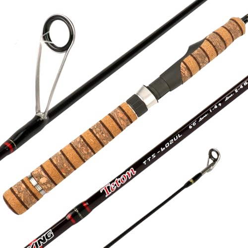 Teton 5'2"-6'6" BFS Fishing Rod Casting & Spinning, Ultra Light Rods, 40T Carbon Fiber Blank, Fuji Guides & Reel Seat, MF Fast Action, 2 Piece Travel Trout Lure Pole - size: Spin 6'0"-UL-M Fast-TTS602UL