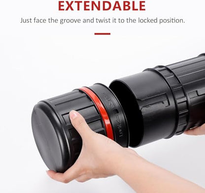 DEWEL Post Tube Expands from 30”to 51”, Waterproof Blueprint Holder Telescoping Art Tube, Large Plastic Black Fishing Rods Case Storage Tube, Light Resistant Drawing Tube with Strap (XL Size) - color: Black (Striped), size: X-Large