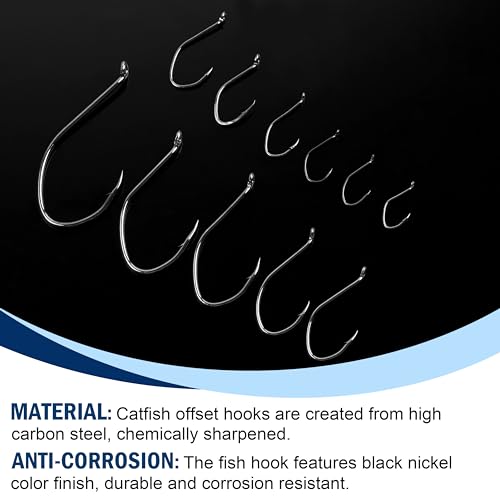 Catfish Hooks Big River Bait Hooks, 80pcs Live Cut Bait Fishing Hook Beak Offset Octopus Trotline Hook Catfishing Tackle Gear for Saltwater Freshwater Fishing - size: 4#-80pcs