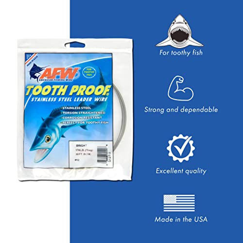 AFW Tooth Proof Stainless Steel Single Strand Hard Leader Wire - Bright and Camo for Shark, Barracuda, King Mackerel, Wahoo, Snook Bite Protection for Toothy Critters, Rigging Baits and Lures - color: Camo, style: #6, 58 Lb Test, 1 Lb